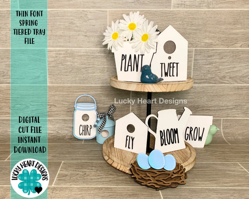 Tall Font Spring Tiered Tray File SVG, Glowforge Birdhouse, Flowerpot, LuckyHeartDesignsCo