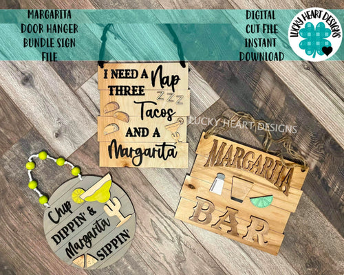 Margarita Door Hanger Bundle File SVG, Glowforge taco file, LuckyHeartDesignsCo