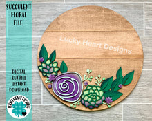 Load image into Gallery viewer, Succulent Floral Round File SVG, Glowforge Laser, LuckyHeartDesignsCo
