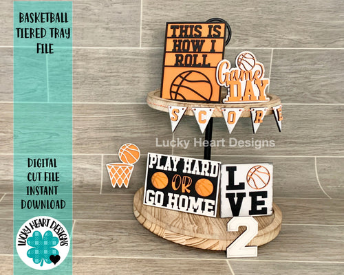 Basketball Tiered Tray File SVG, Sports Tier Tray Glowforge, LuckyHeartDesignsCo