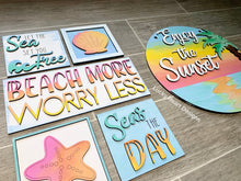Load image into Gallery viewer, Beach Wall Collage File SVG, Sunset Glowforge Sign, LuckyHeartDesignsCo
