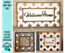 Load image into Gallery viewer, Lattice Sign Trio File SVG, Glowforge Picture Frame
