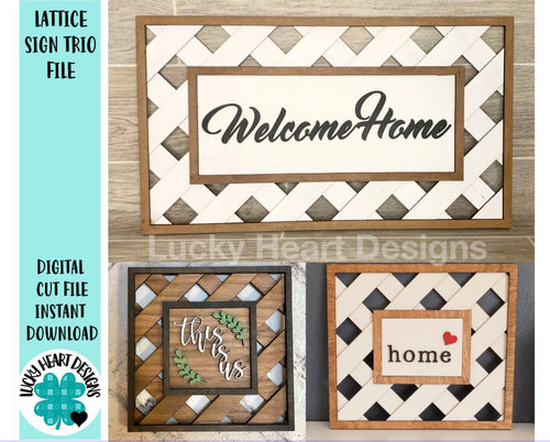 Lattice Sign Trio File SVG, Glowforge Picture Frame