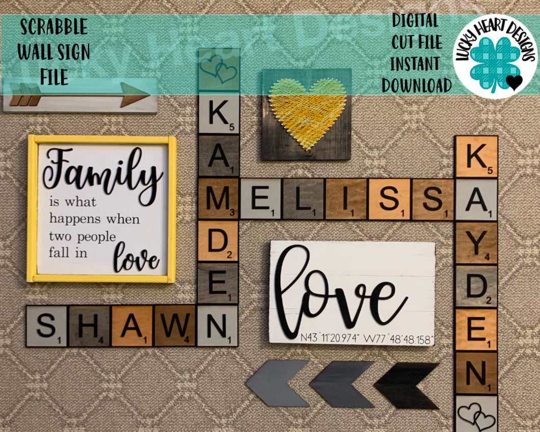 Scrabble Wall Sign File, SVG Glowforge decor