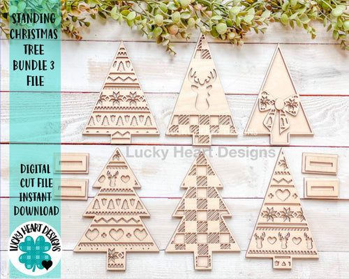 Standing Christmas Tree Bundle 3 File SVG, Holiday Decor Glowforge, LuckyHeartDesignsCo
