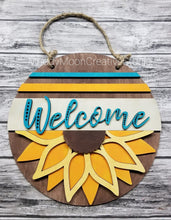 Load image into Gallery viewer, Floral Welcome Door Hanger Sign File SVG, Glowforge, LuckyHeartDesignsCo
