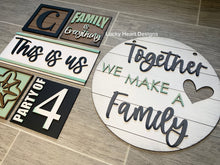 Load image into Gallery viewer, Family Wall Collage File SVG, Tiered Tray Sign Door Hanger, Glowforge, LuckyHeartDesignsCo
