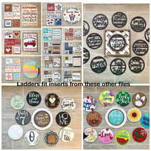 Load image into Gallery viewer, Round Interchangeable Leaning Sign File SVG, Inserts, Glowforge, LuckyHeartDesignsCo

