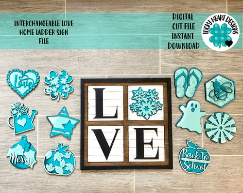 Interchangeable Square Home Love Ladder Sign File SVG
