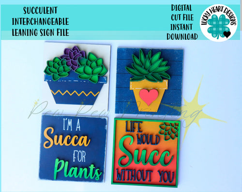 Succulent Leaning Ladder File SVG, Glowforge Tiered Tray, LuckyHeartDesignsCo
