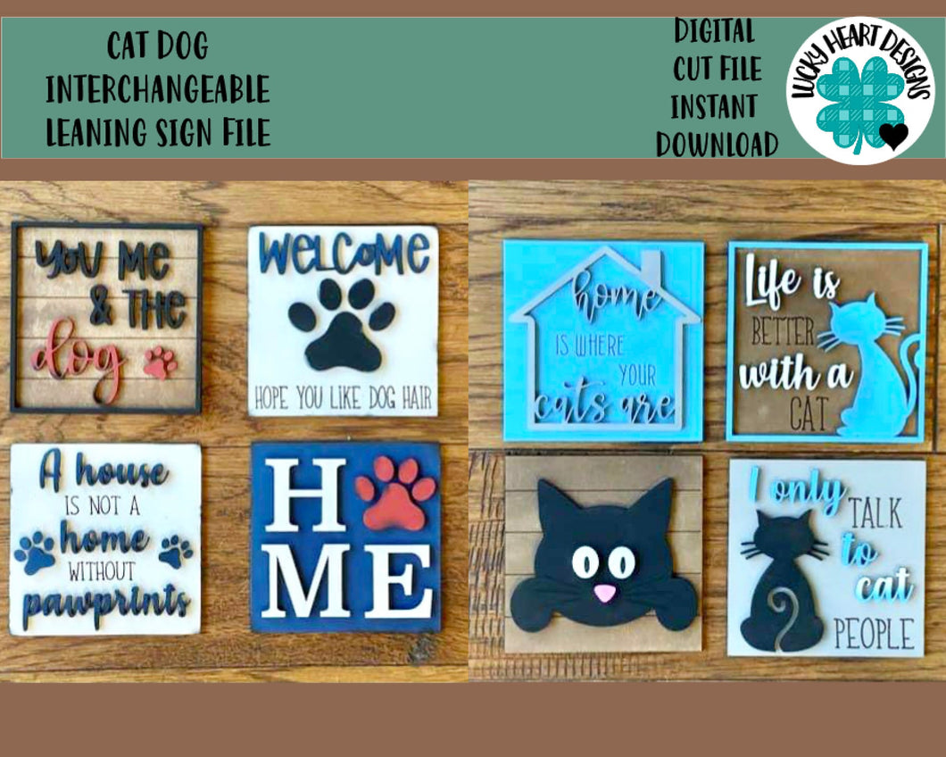 Cat Dog Leaning Ladder File SVG, Tiered Tray Glowforge, LuckyHeartDesignsCo