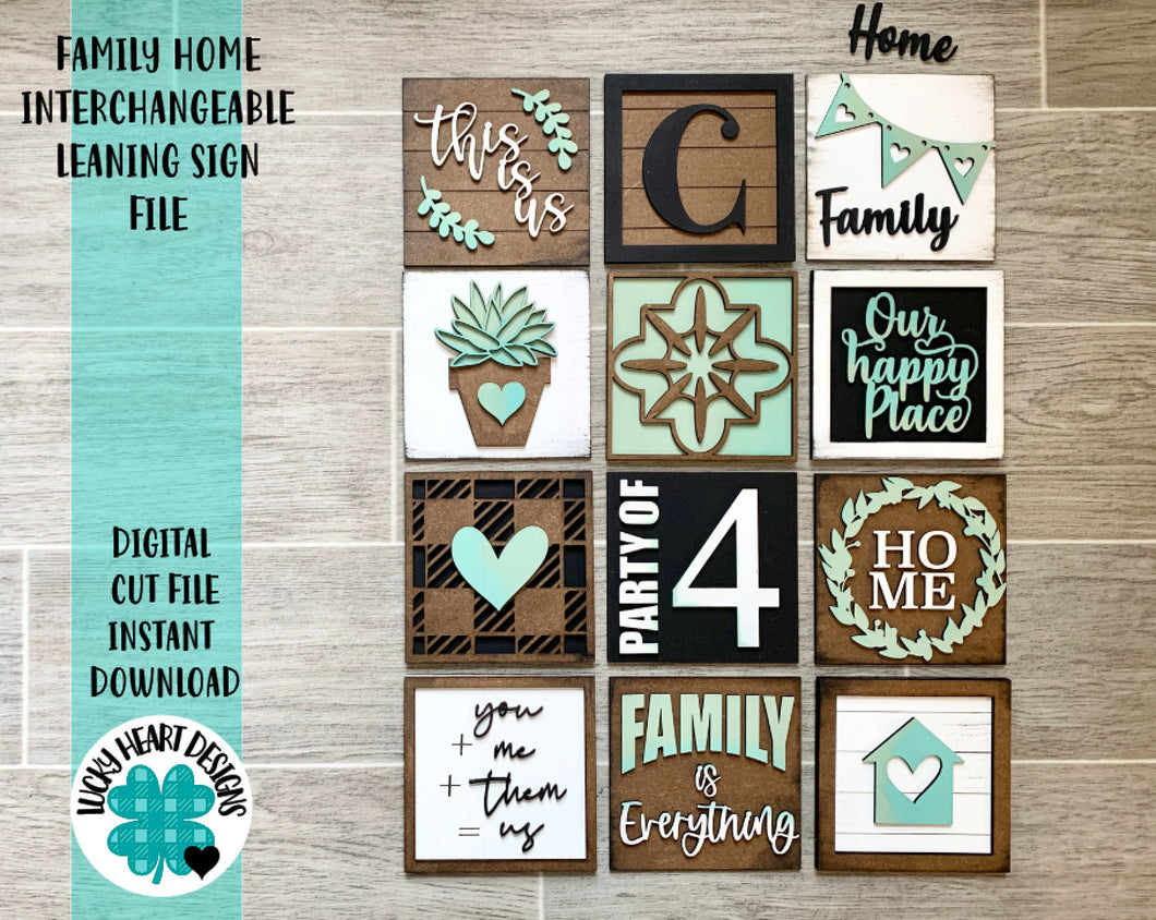 Family Home Leaning Ladder File SVG, Glowforge Tiered Tray, LuckyHeartDesignsCo