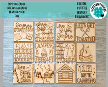 Load image into Gallery viewer, Camping Cabin S&#39;mores Leaning Ladder File SVG, Glowforge Tiered Tray, LuckyHeartDesignsCo
