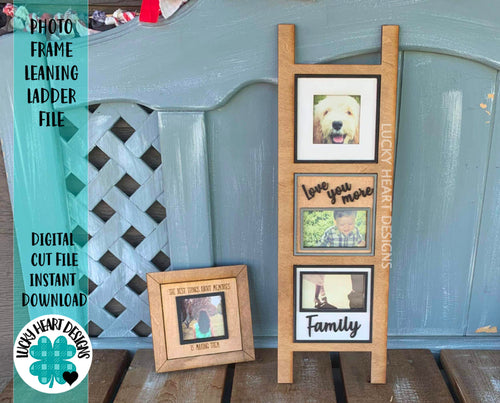 Photo Frame Leaning Ladder File SVG, Picture Frame Glowforge, LuckyHeartDesignsCo