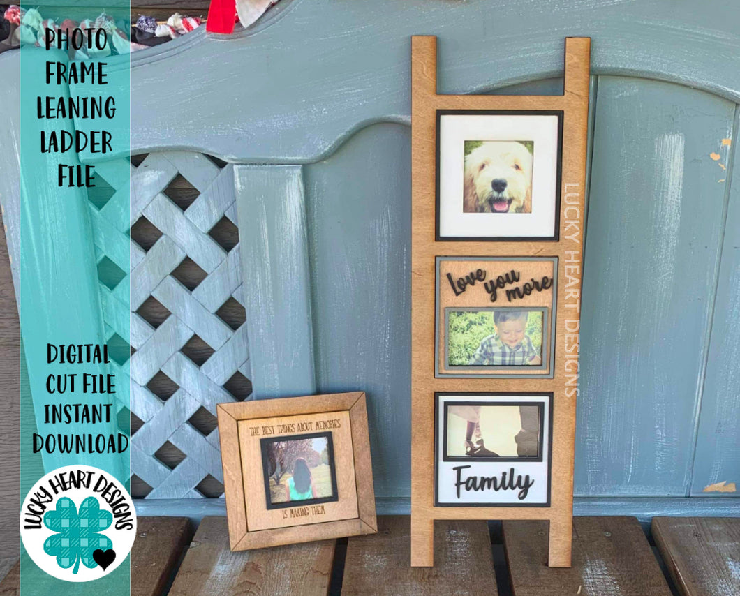 Photo Frame Leaning Ladder File SVG, Picture Frame Glowforge, LuckyHeartDesignsCo