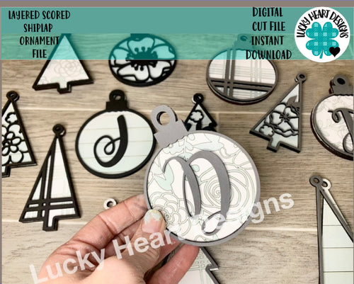 Layered Scored Shiplap Ornament File SVG, Glowforge, LuckyHeartDesignsCo