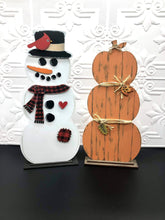 Load image into Gallery viewer, Snowman Backer for Stacking Pumpkin File SVG, Glowforge Standing Winter Decor, LuckyHeartDesignsCo
