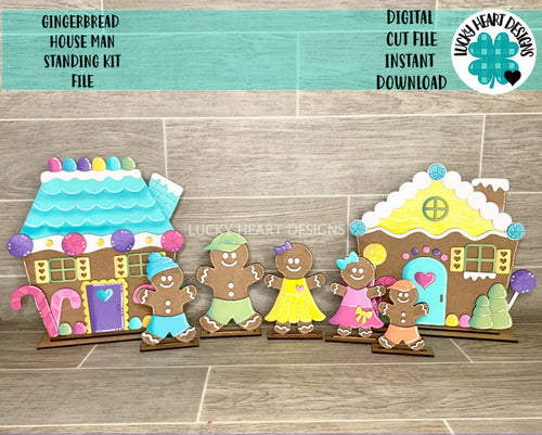 Gingerbread House Man Standing Kit File SVG, Glowforge Holiday Decor, LuckyHeartDesignsCo