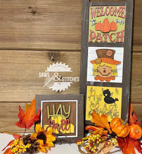 Load image into Gallery viewer, Scarecrow Fall Interchangeable Leaning Sign File SVG, Glowforge, LuckyHeartDesignsCo

