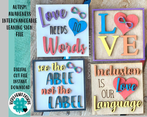 Autism Awareness Leaning Ladder File SVG, Inclusion Glowforge, LuckyHeartDesignsCo