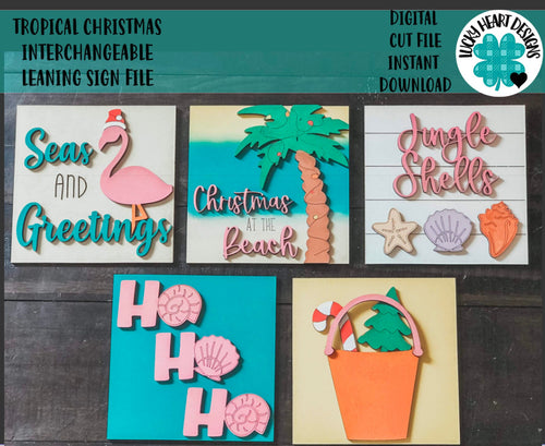 Tropical Christmas Leaning Ladder File SVG, Glowforge Tiered Tray, LuckyHeartDesignsCo