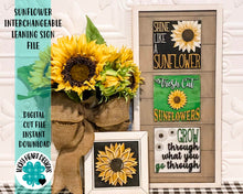 Load image into Gallery viewer, Sunflower Leaning Ladder File SVG, Tiered Tray Glowforge, LuckyHeartDesignsCo
