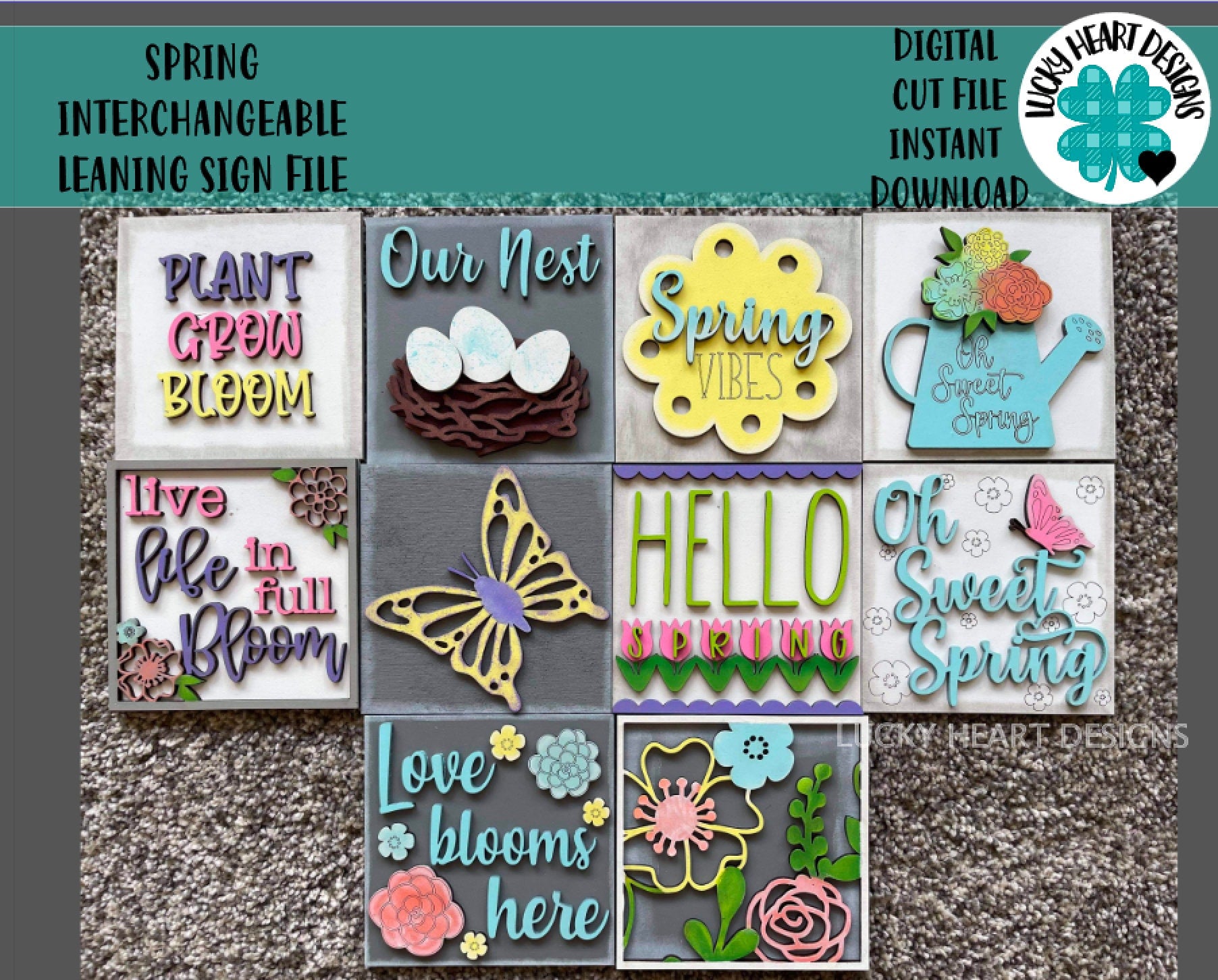 Spring Interchangeable Leaning Sign File SVG, Glowforge Tiered Tray, L ...
