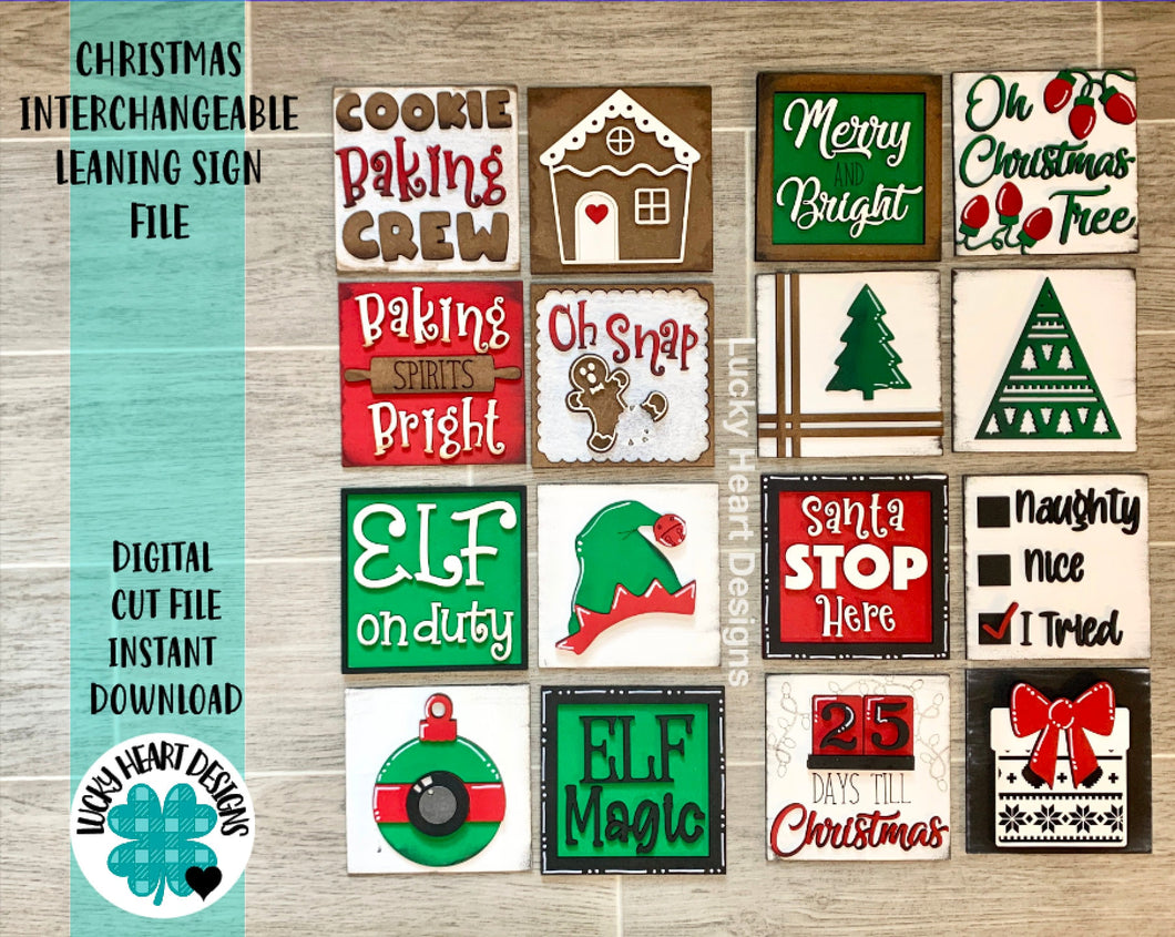 Christmas Leaning Ladder Bundle File SVG, Glowforge Tiered Tray Holiday, LuckyHeartDesignsCo