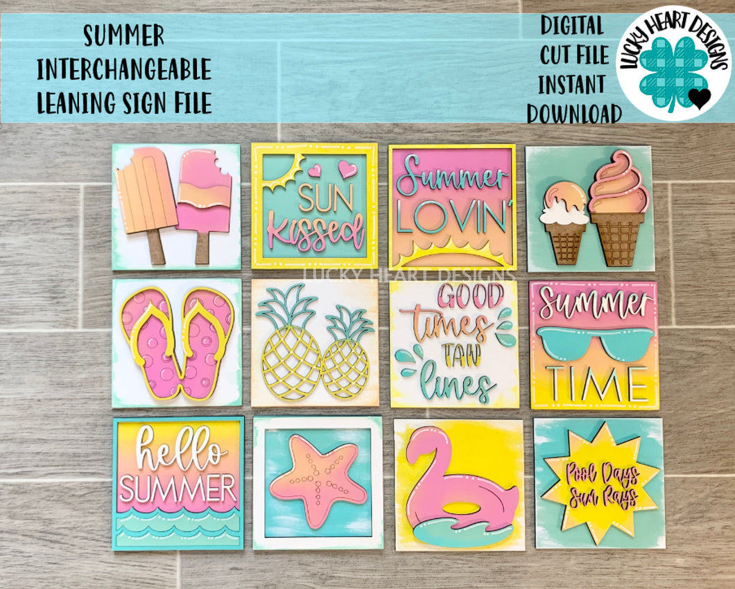 Summer Leaning Ladder File SVG, Glowforge Tiered Tray, LuckyHeartDesignsCo
