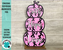 Load image into Gallery viewer, Stacked Pumpkins Awareness File SVG, Cancer Glowforge, LuckyHeartDesignsCo
