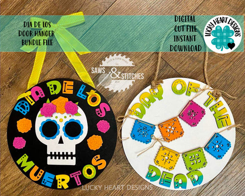 Dia De Los Muertos Door Hanger File SVG, Day Of The Dead, Glowforge Sign, LuckyHeartDesignsCo