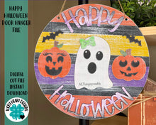 Load image into Gallery viewer, Happy Halloween Door Hanger Sign File, Glowforge, LuckyHeartDesignsCo
