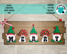Load image into Gallery viewer, Gnome Christmas Door Hanger Sign File SVG, Glowforge, LuckyHeartDesignsCo

