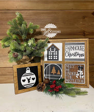 Load image into Gallery viewer, Farmhouse Christmas Interchangeable Leaning Sign File SVG, Holiday Tiered Tray Glowforge, LuckyHeartDesignsCo
