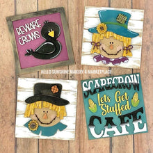Load image into Gallery viewer, Scarecrow Fall Interchangeable Leaning Sign File SVG, Glowforge, LuckyHeartDesignsCo

