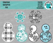 Load image into Gallery viewer, Standing Snowman File SVG, Christmas Snowflake, LuckyHeartDesignsCo
