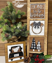 Load image into Gallery viewer, Farmhouse Christmas Interchangeable Leaning Sign File SVG, Holiday Tiered Tray Glowforge, LuckyHeartDesignsCo
