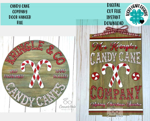 Candy Cane Company Door Hanger Bundle File SVG, Christmas Sign Glowforge, LuckyHeartDesignsCo