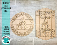 Load image into Gallery viewer, Mistletoe Kisses Christmas Door Hanger Bundle File SVG, Glowforge Holiday, LuckyHeartDesignsCo
