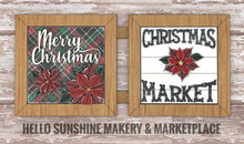 Load image into Gallery viewer, Poinsettia Interchangeable Leaning Sign File, Christmas, Holiday Glowforge, LuckyHeartDesignsCo
