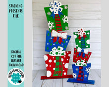 Load image into Gallery viewer, Stacking Presents File SVG, Christmas Decor Glowforge, LuckyHaertDesignsCo
