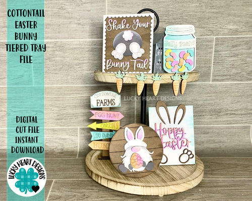 Cottontail Bunny Easter Tiered Tray File SVG, Glowforge, LuckyHeartDesignsCo