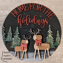 Load image into Gallery viewer, Home For The Holidays Rustic Christmas Door Hanger Sign File SVG, Glowforge, LuckyHeartDesignsCo
