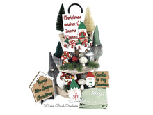 Load image into Gallery viewer, Gnome Christmas Tiered Tray File SVG, Gnomie Tier Tray, Glowforge Sign, LuckyHeartDesignsCo
