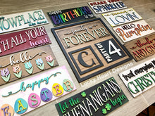 Load image into Gallery viewer, Rectangle Interchangeable Leaning Sign File SVG, Seasonal Home Sign, LuckyHeartDesignsCo
