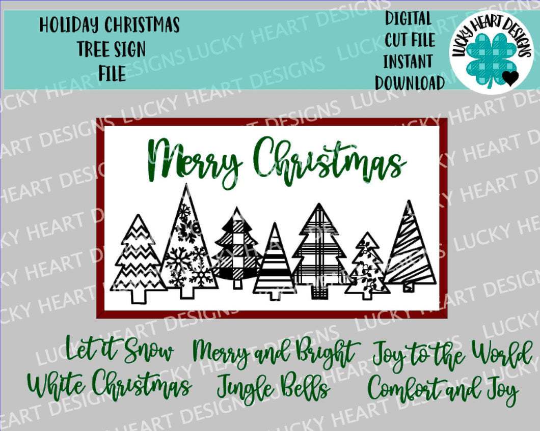 Holiday Christmas Tree Sign File SVG, Glowforge, LuckyHeartDesignsCo