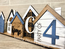 Load image into Gallery viewer, Family Home Standing Houses Centerpiece File SVG, Mantle Decor Glowforge, LuckyHeartDesignsCo
