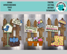 Load image into Gallery viewer, Spring Interchangeable Fence File SVG, Seasonal Glowforge, LuckyHeartDesignsCo
