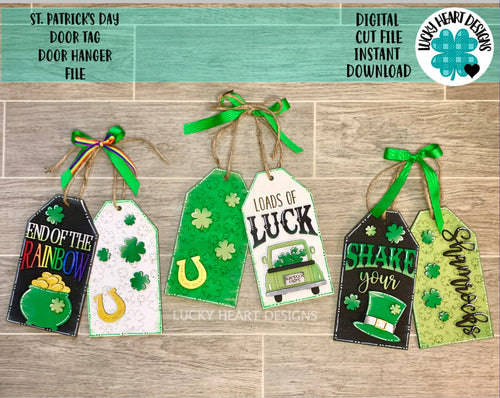 St. Patrick's Day Door Tag Door Hanger File SVG, Wreath Glowforge, LuckyHeartDesignsCo