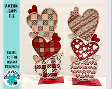 Load image into Gallery viewer, Stacking Hearts Love Valentines File SVG, Glowforge, LuckyHeartDesignsCo
